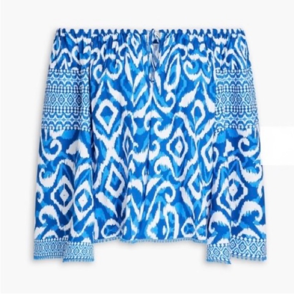 NWT- ALICE + OLIVIA Devina Ikat Off-the-Shoulder Blouse Size X-Small